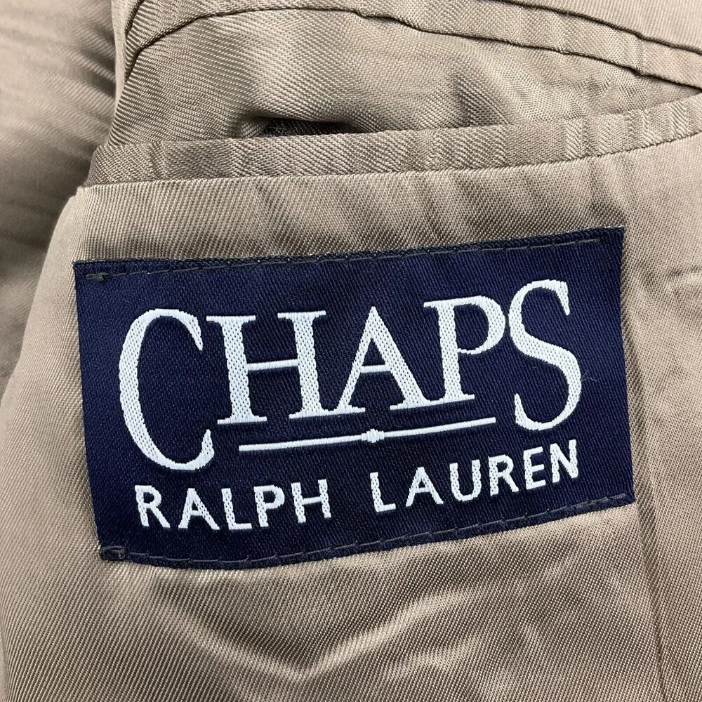 Chaps Ralph Lauren Blazer Men 42R Gray Blue Plaid Cashmere Wool Union Canada VTG